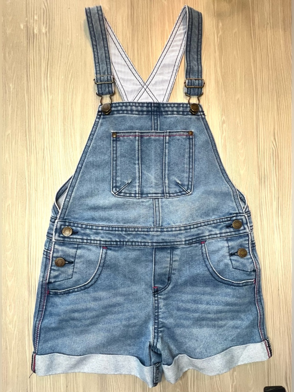 Tommy Hilfiger Girls Denim Shortalls Overalls Medium 8/10 Light Wash Blue Jean